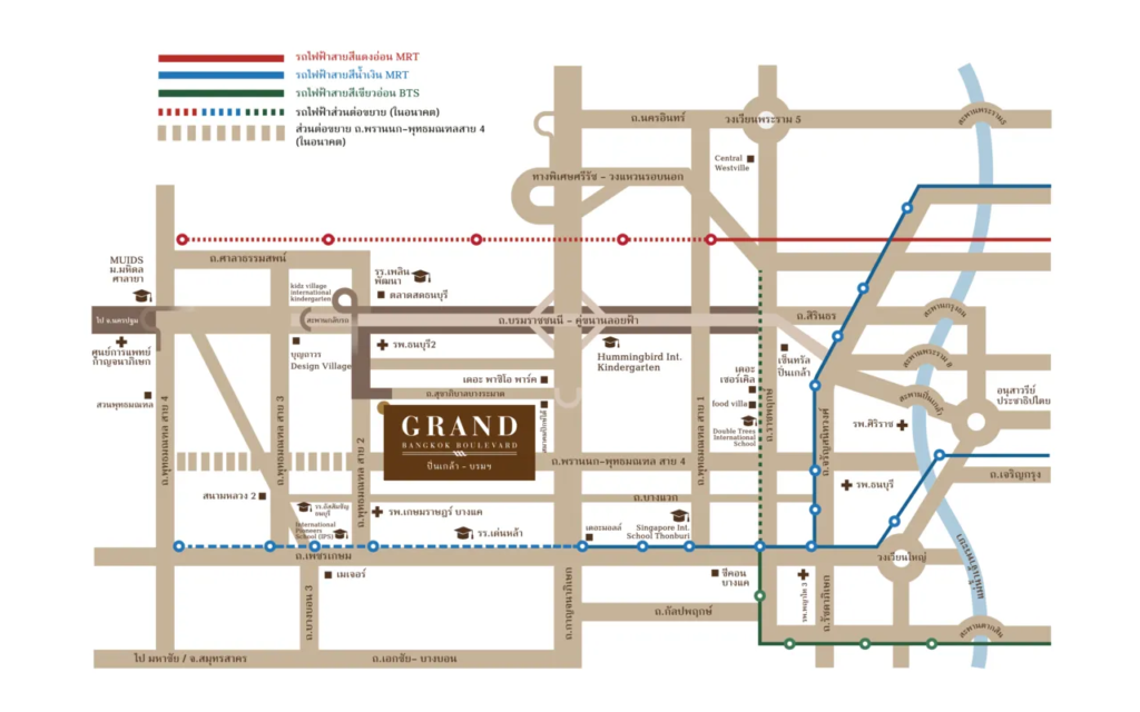 แผนที่โครงการ แกรนด์ บางกอก บูเลอวาร์ด ปิ่นเกล้า–บรมฯ