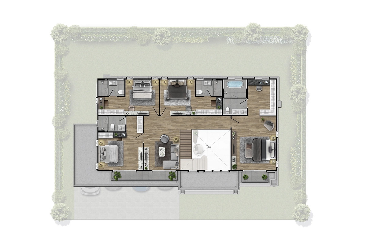 บ้านเดี่ยว เศรษฐสิริ ราชพฤกษ์ - สาย 1 แบบบ้าน Gropius (โกรพีอุส) ชั้น 2