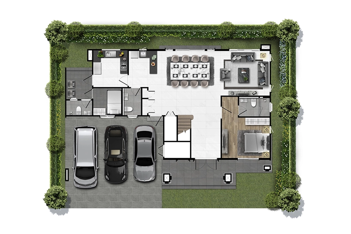 เศรษฐสิริ สะพานมหาเจษฎาบดินทร์ฯ แบบบ้าน Gropius ชั้น 1