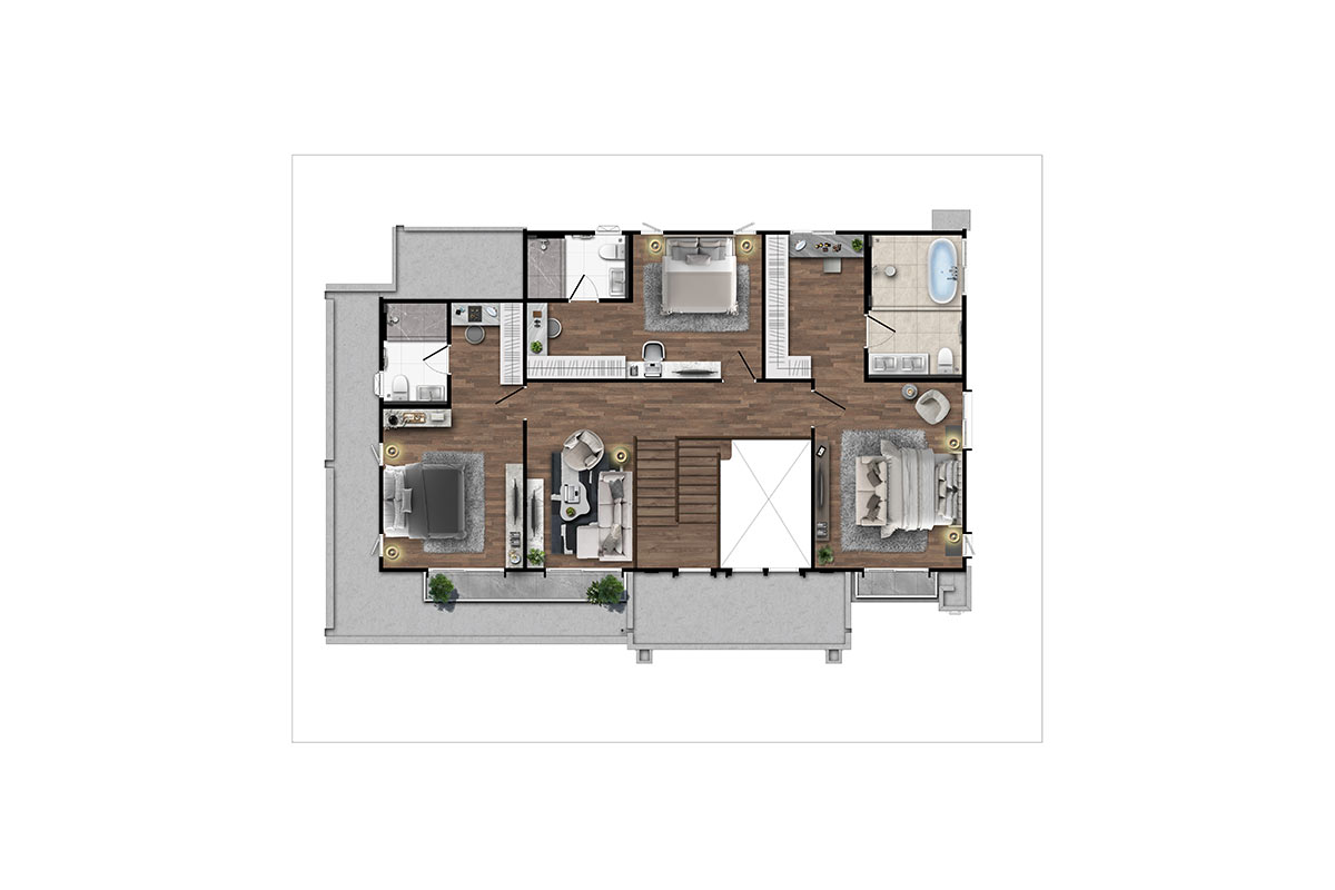 บ้านเดี่ยว เศรษฐสิริ ราชพฤกษ์ - สาย 1 แบบบ้าน Neufert A (น็อยเฟิร์ท A) ชั้น 2
