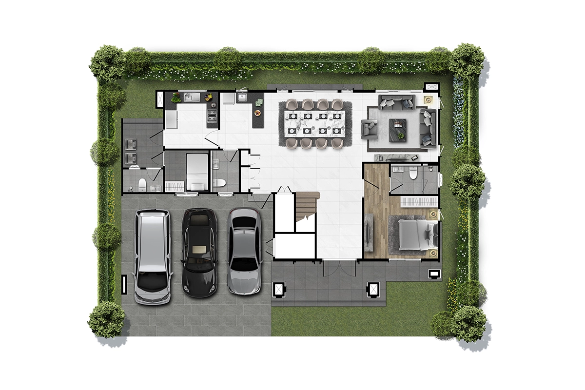 บ้านเดี่ยว เศรษฐสิริ ราชพฤกษ์ - สาย 1 แบบบ้าน Gropius (โกรพีอุส) ชั้น 1
