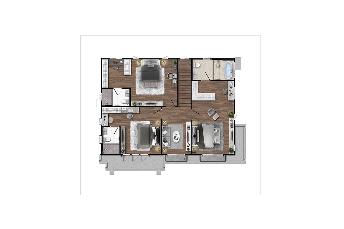 บ้านเดี่ยว เศรษฐสิริ ราชพฤกษ์ - สาย 1 แบบบ้าน Behrens A (แบห์เรนส์ A) ชั้น 2