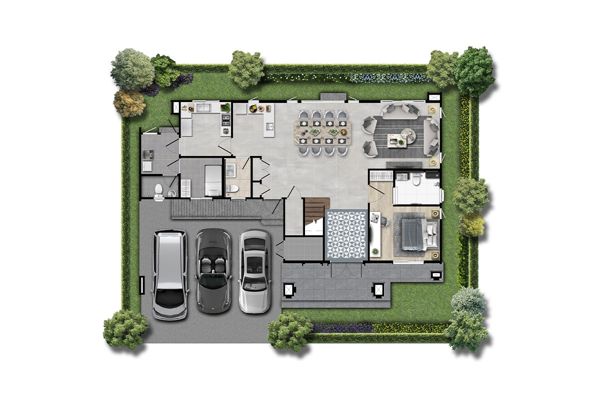 บ้านเดี่ยว เศรษฐสิริ ราชพฤกษ์ - สาย 1 แบบบ้าน Neufert A (น็อยเฟิร์ท A) ชั้น 1