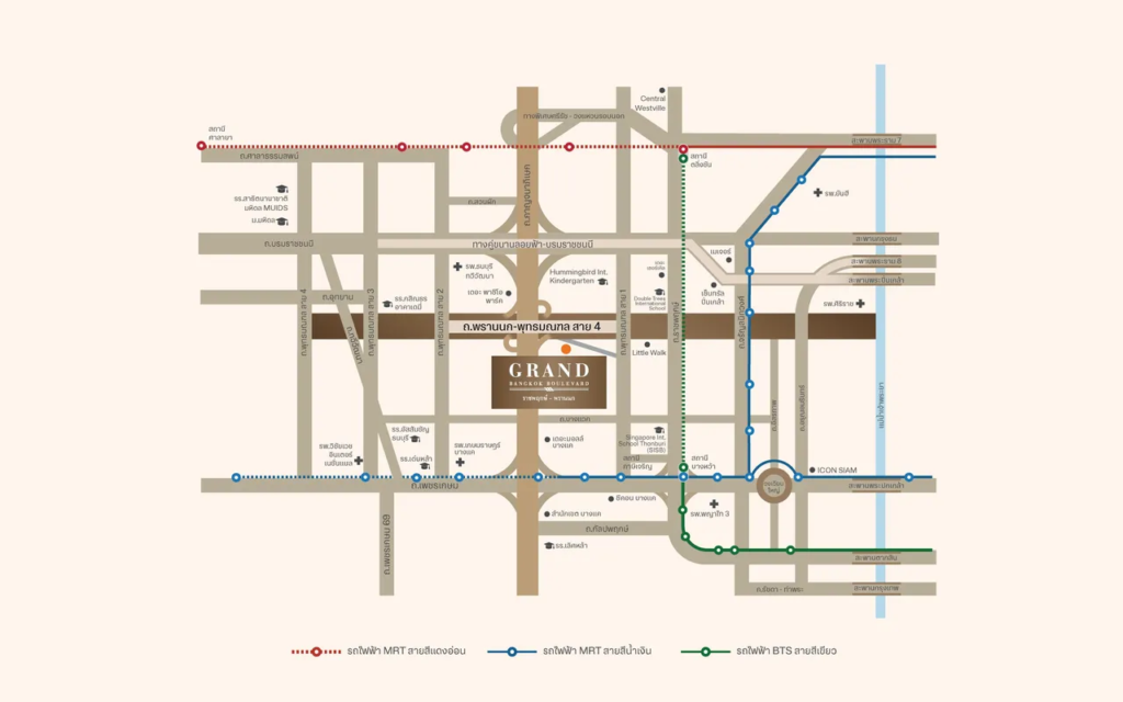 แผนที่โครงการ แกรนด์ บางกอก บูเลอวาร์ด ราชพฤกษ์–พรานนก